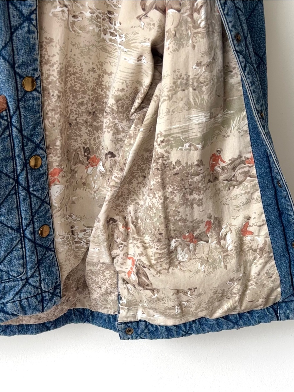 Vintage Lauren Ralph Lauren Quilted Denim Barn Coat Size P Corduroy Chore Lined - Picture 6 of 14